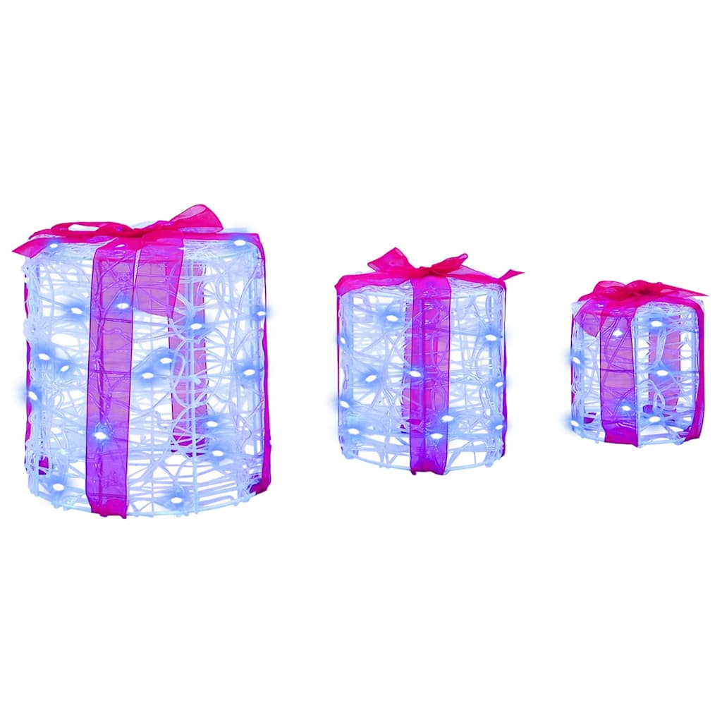 Dekor av Gåva Box 3 st 60 LED-lampor Blå 20 x 20 x 21 cm Akryl