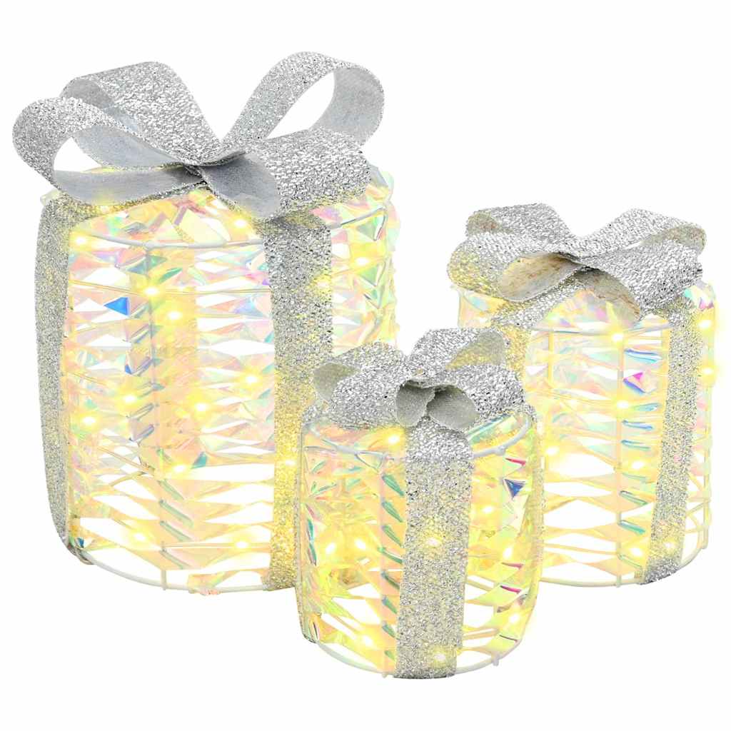 Dekoration för Presentlåda 3 st Varmvit 20 x 20 x 20 cm PET