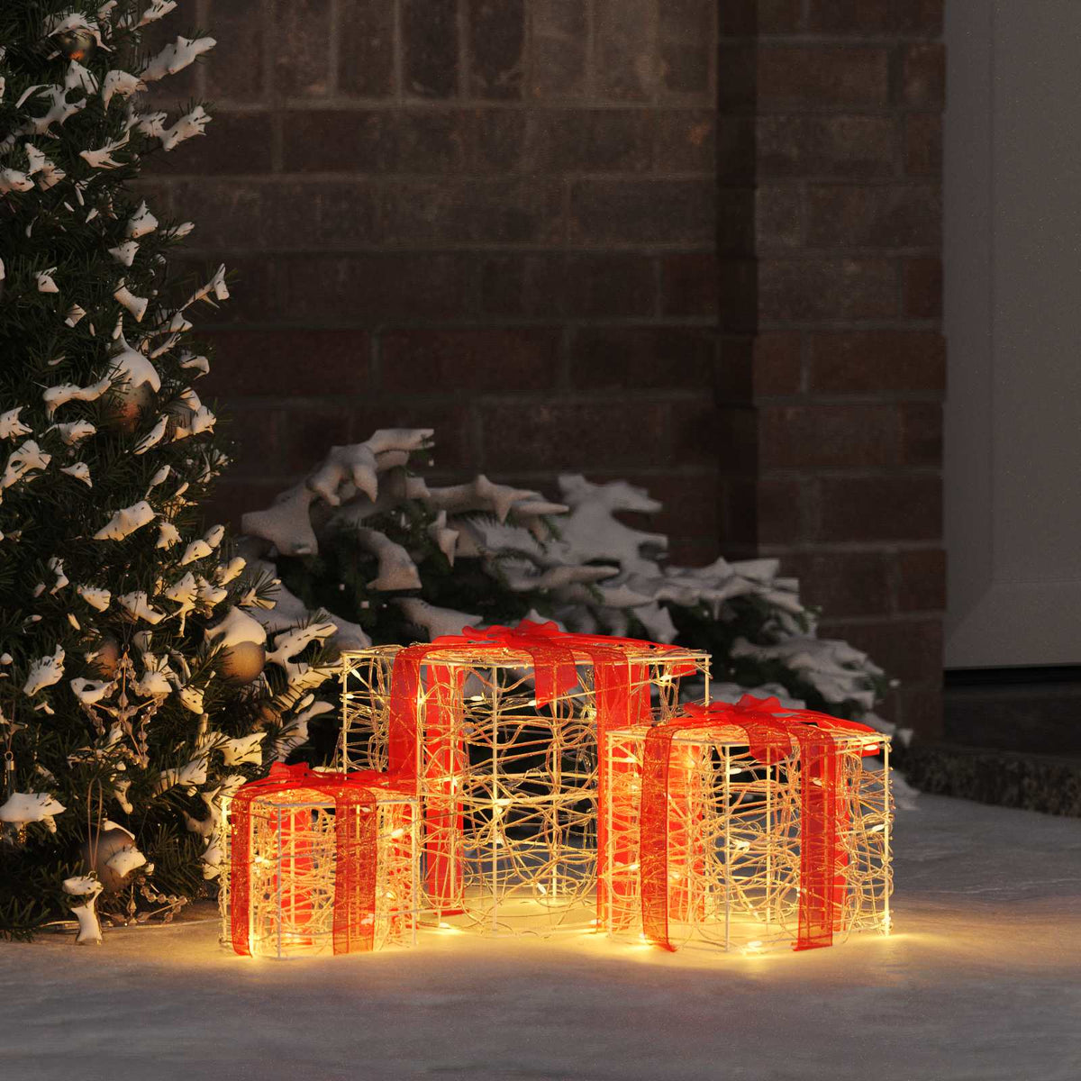 Presentlåda 3 st 60 LED-lampor Varmvit 20 x 20 x 20 cm Akryl