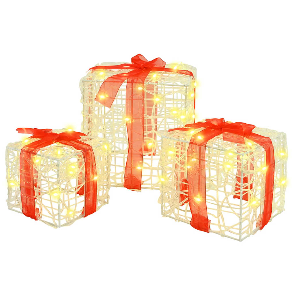 Presentlåda 3 st 60 LED-lampor Varmvit 20 x 20 x 20 cm Akryl