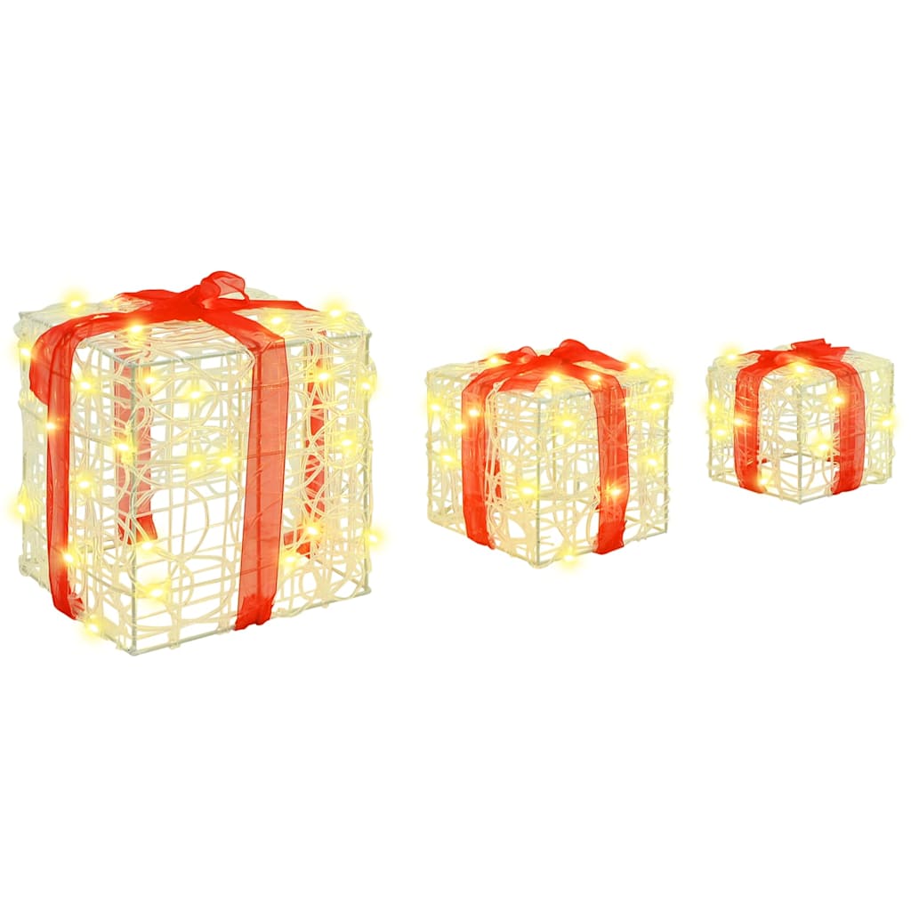 Presentlåda 3 st 60 LED-lampor Varmvit 20 x 20 x 20 cm Akryl