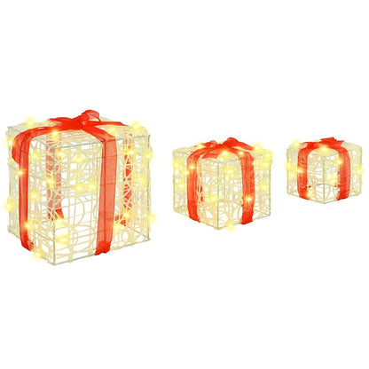 Presentlåda 3 st 60 LED-lampor Varmvit 20 x 20 x 20 cm Akryl