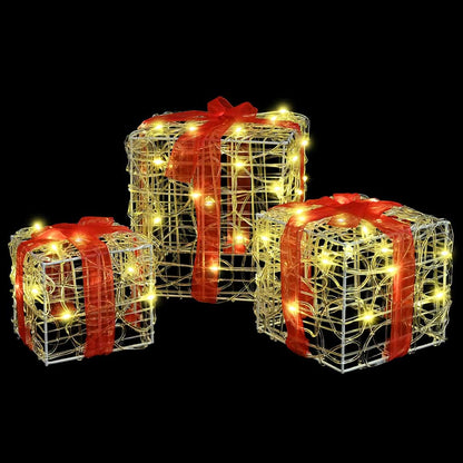 Presentlåda 3 st 60 LED-lampor Varmvit 20 x 20 x 20 cm Akryl