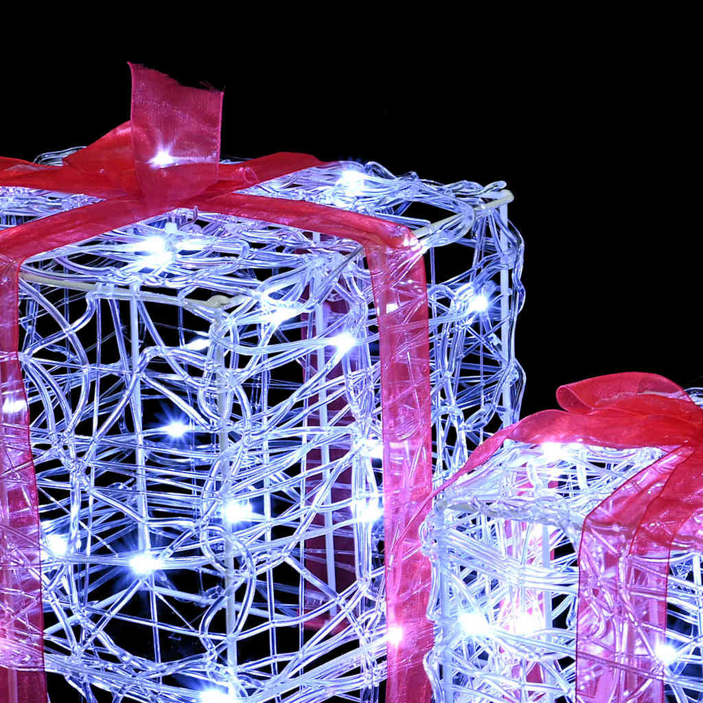 Presentlåda 3 st 60 LED-lampor Kallvit 20 x 20 x 20 cm Akryl