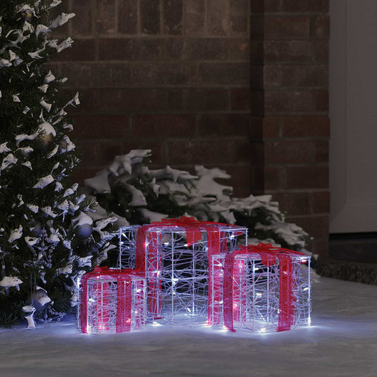 Presentlåda 3 st 60 LED-lampor Kallvit 20 x 20 x 20 cm Akryl