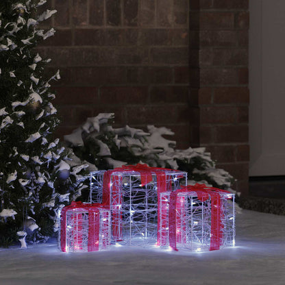 Presentlåda 3 st 60 LED-lampor Kallvit 20 x 20 x 20 cm Akryl