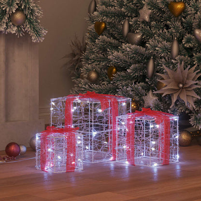 Presentlåda 3 st 60 LED-lampor Kallvit 20 x 20 x 20 cm Akryl