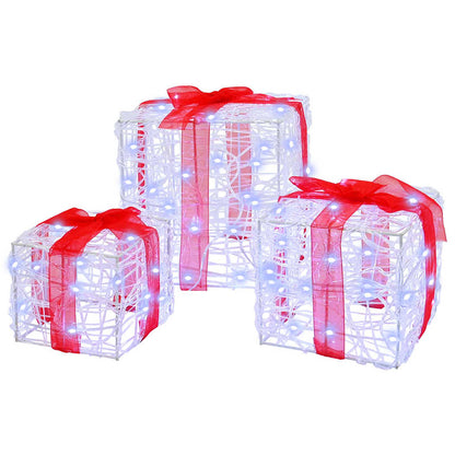 Presentlåda 3 st 60 LED-lampor Kallvit 20 x 20 x 20 cm Akryl