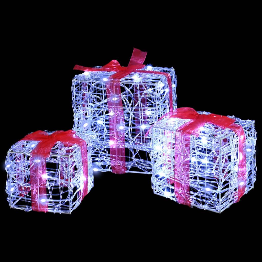 Presentlåda 3 st 60 LED-lampor Kallvit 20 x 20 x 20 cm Akryl