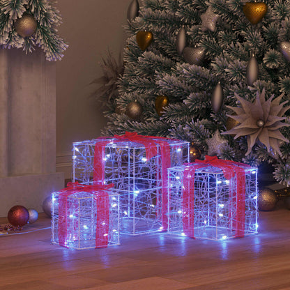 Presentlåda 3 st 60 LED-lampor Blå 20 x 20 x 20 cm Akryl