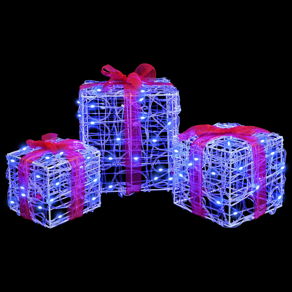 Presentlåda 3 st 60 LED-lampor Blå 20 x 20 x 20 cm Akryl