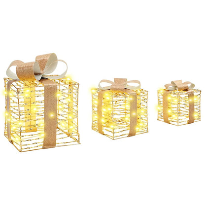 Presentlåda med 60 LED-lampor 3 pcs Varmvit 20 x 20 x 20 cm PET
