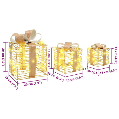 Presentlåda med 60 LED-lampor 3 pcs Varmvit 20 x 20 x 20 cm PET