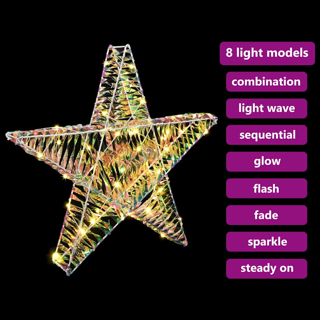 3D Stjärna 50 LED-lampor Varmvit 55 x 52,5 x 9 cm PET