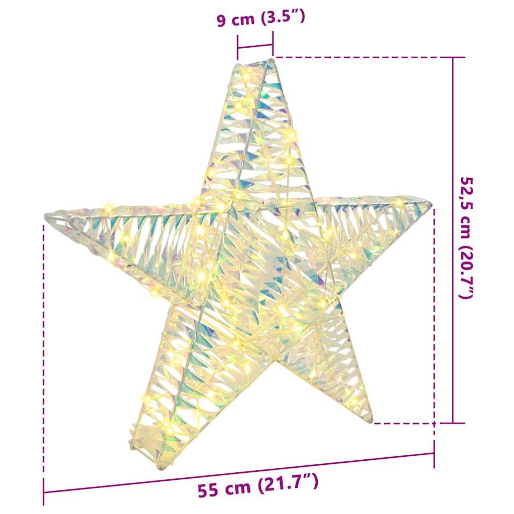 3D Stjärna 50 LED-lampor Varmvit 55 x 52,5 x 9 cm PET