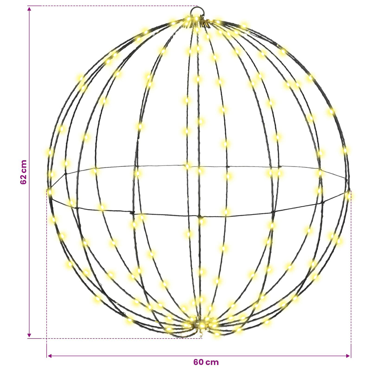 Ball Varmvit 60 x 60 x 62 cm Metall 192 LED-lampor