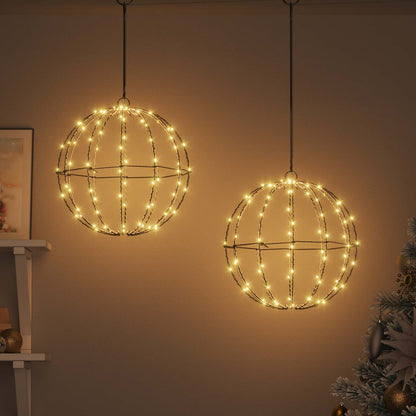 Ball 2 st Varmvit 30 x 30 x 32 cm Metall 192 LED-lampor