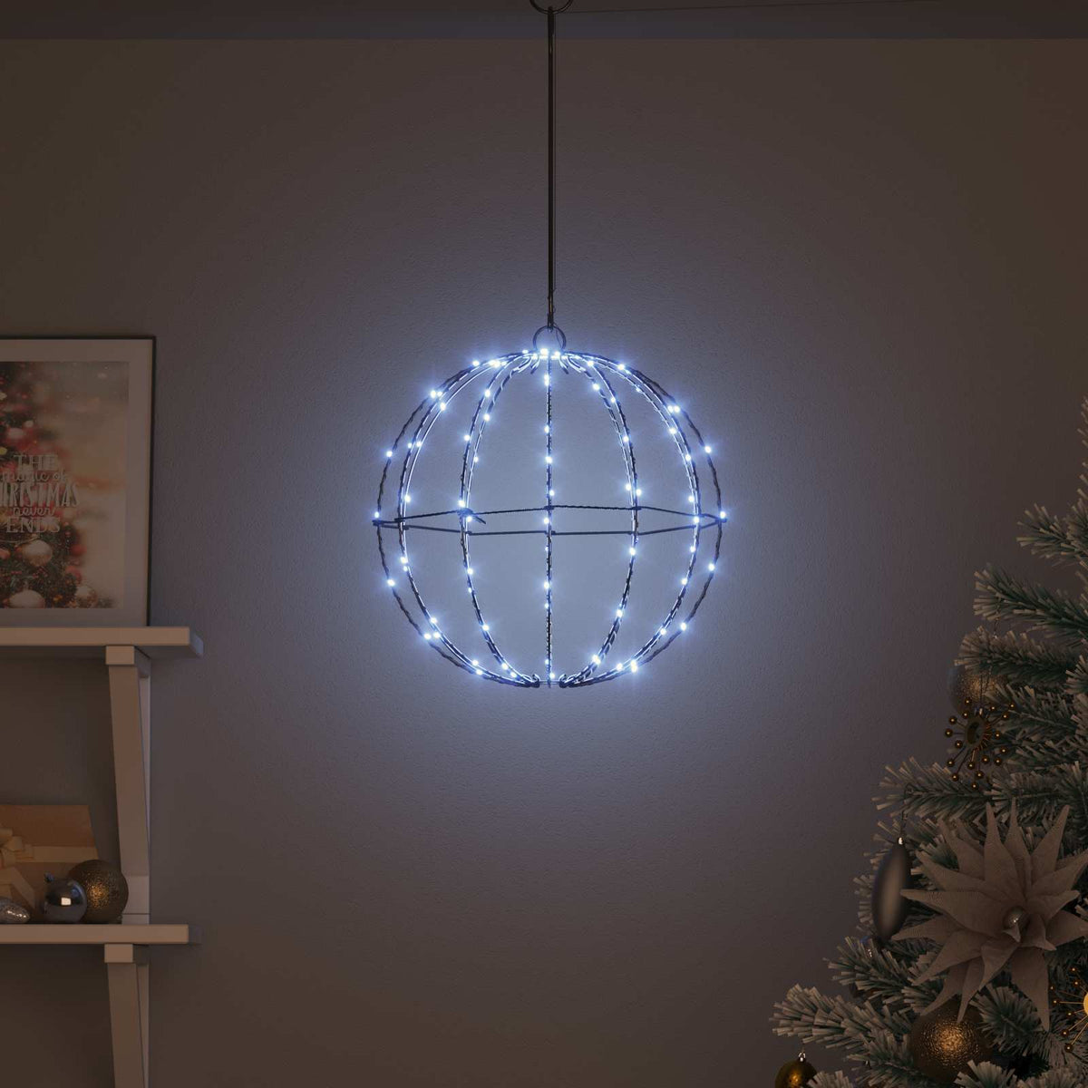 Ball Kallvit 30 x 30 x 32 cm Metall 96 LED-lampor