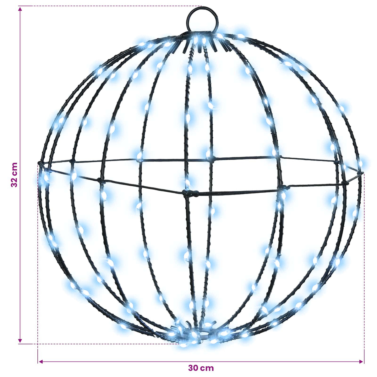 Ball 2 st Kallvit 30 x 30 x 32 cm Metall 192 LED-lampor