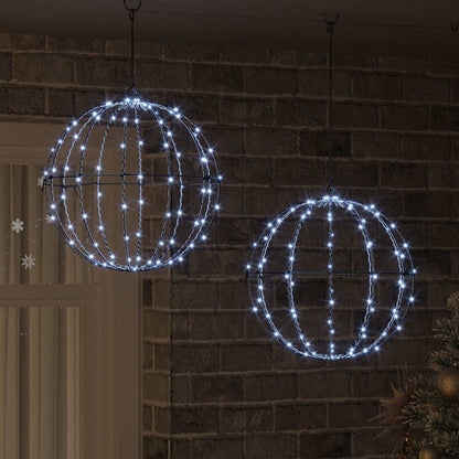 Ball 2 st Kallvit 40 x 40 x 42 cm Metall 192 LED-lampor