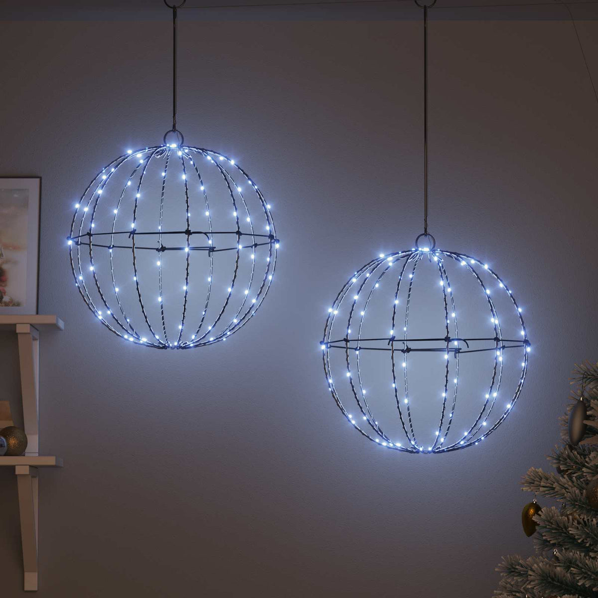 Ball 2 st Kallvit 40 x 40 x 42 cm Metall 192 LED-lampor