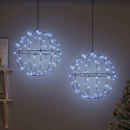 Ball 2 st Kallvit 40 x 40 x 42 cm Metall 192 LED-lampor