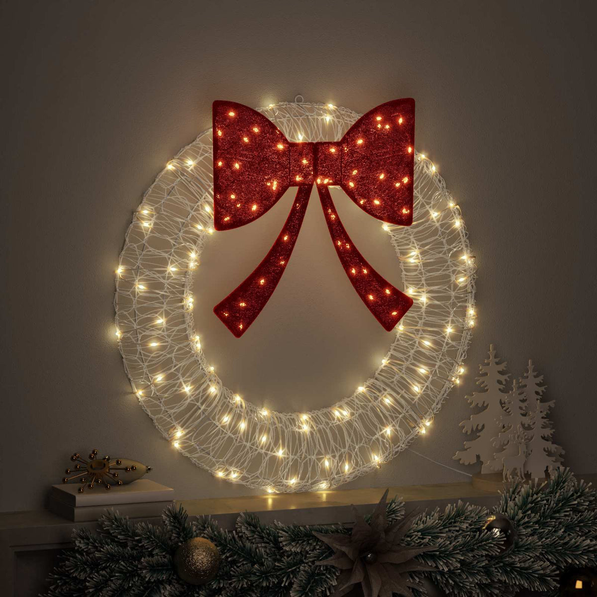 Krans 60 LED-lampor Varmvit 76 x 76 x 8,5 cm Akryl