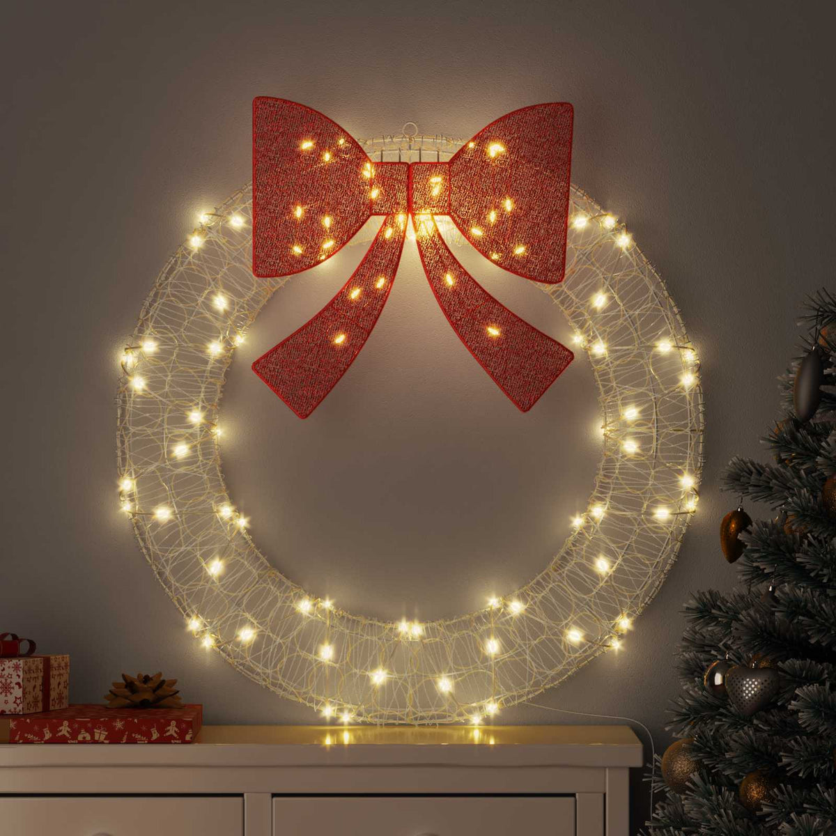 Krans 80 LED-lampor Varmvit 92 x 92 x 9,5 cm Akryl