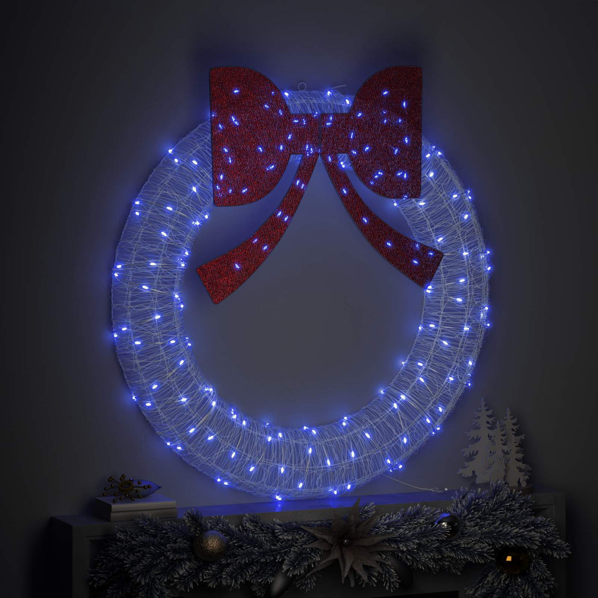 Krans 150 LED-lampor Blå 120 cm Akryl