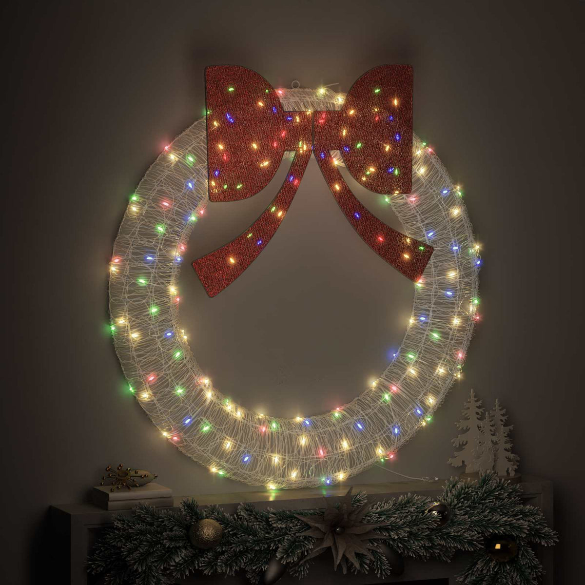 Krans 150 LED-lampor Flerfärgsdesign 120 cm Akryl