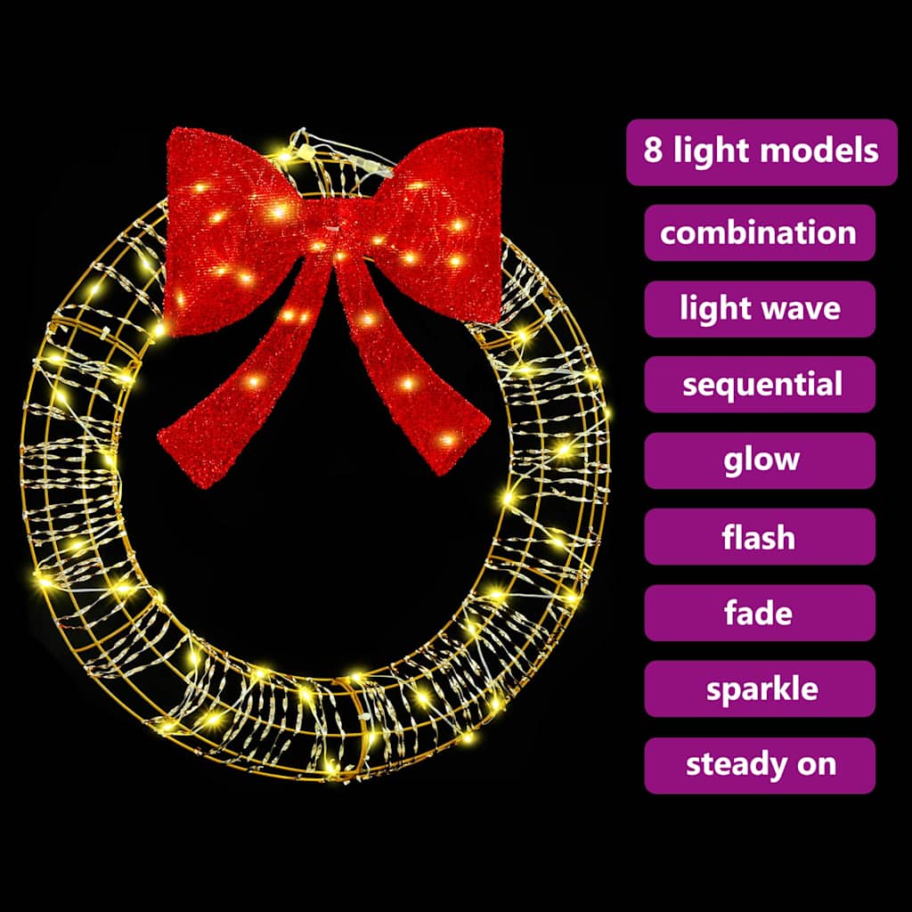 Krans Varmvit 75 x 75 x 8 cm PET 60 LED-lampor