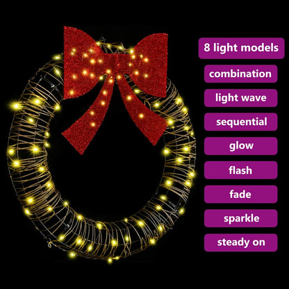 Krans Varmvit 90 x 90 x 9 cm Rotting 80 LED-lampor