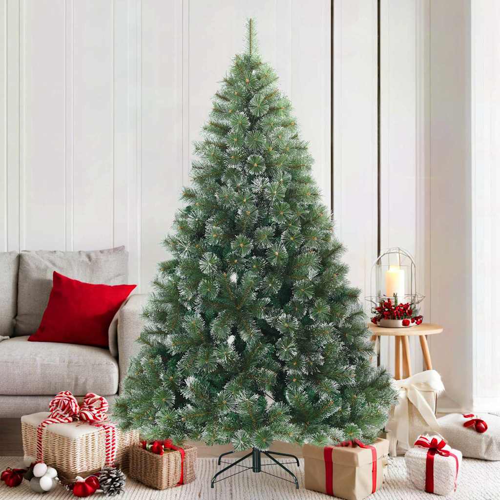 Konstgjord Vikbar Julgran Snö Flocked Grön 180 cm PVC, stål