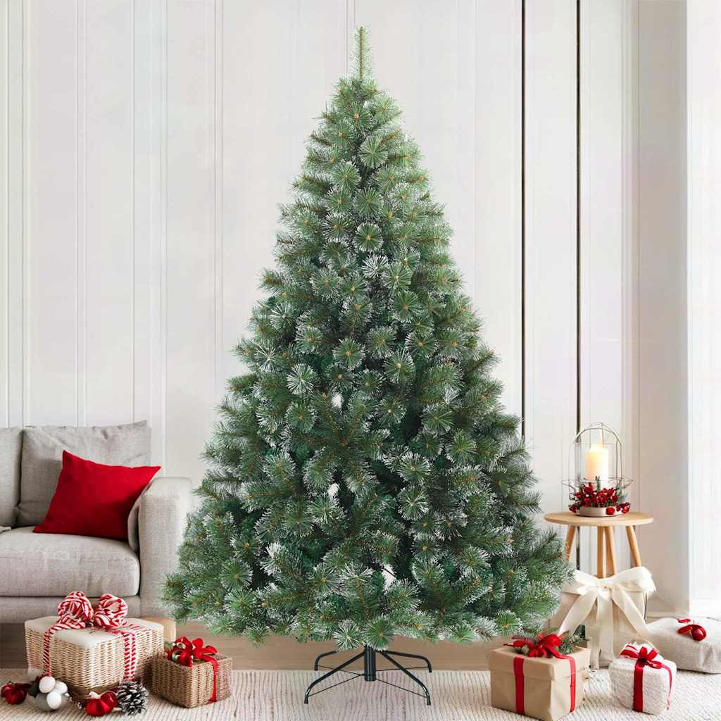 Konstgjord Vikbar Julgran Snö Flocked Grön 210 cm PVC, stål