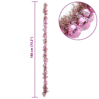Julkulagirland LED-lampor Rosa 186 cm Polystyren