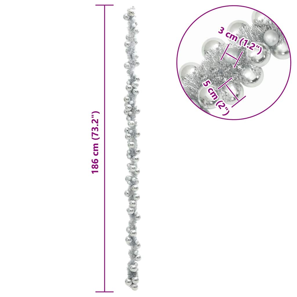 Julkulagirland LED-lampor Silver 186 cm Polystyren