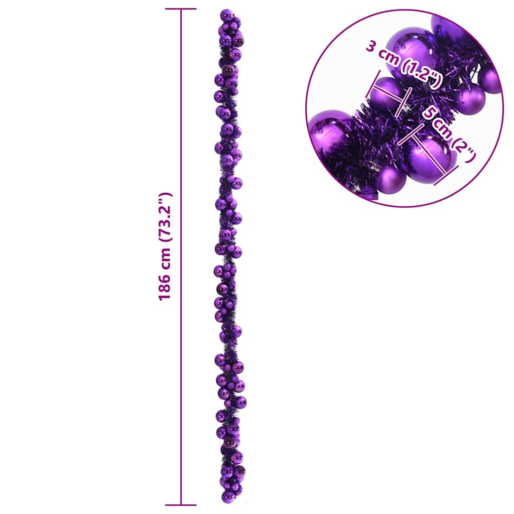 Julkulagirland LED-lampor Lila 186 cm Polystyren
