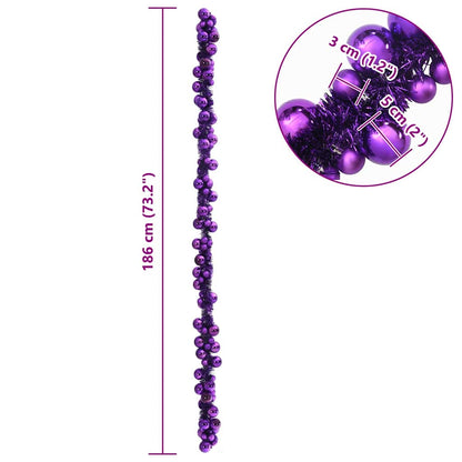 Julkulagirland LED-lampor Lila 186 cm Polystyren