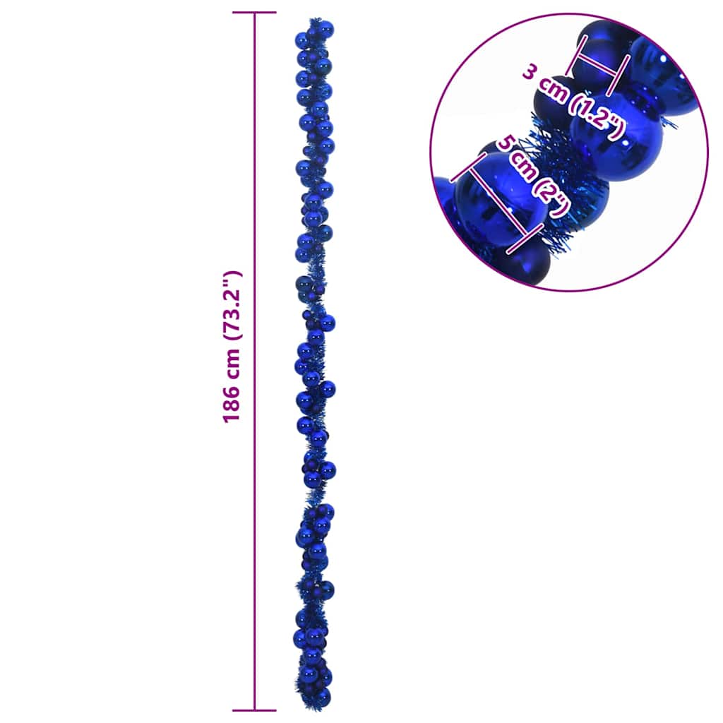 Julkulagirland LED-lampor Blå 186 cm Polystyren