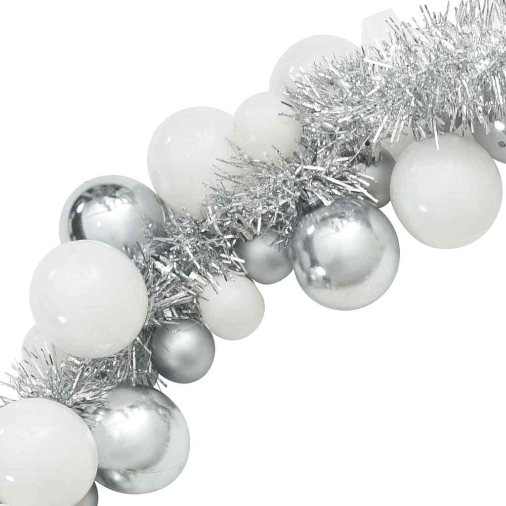 Julkulagirland LED-lampor Vit och Silver 186 cm Polystyren