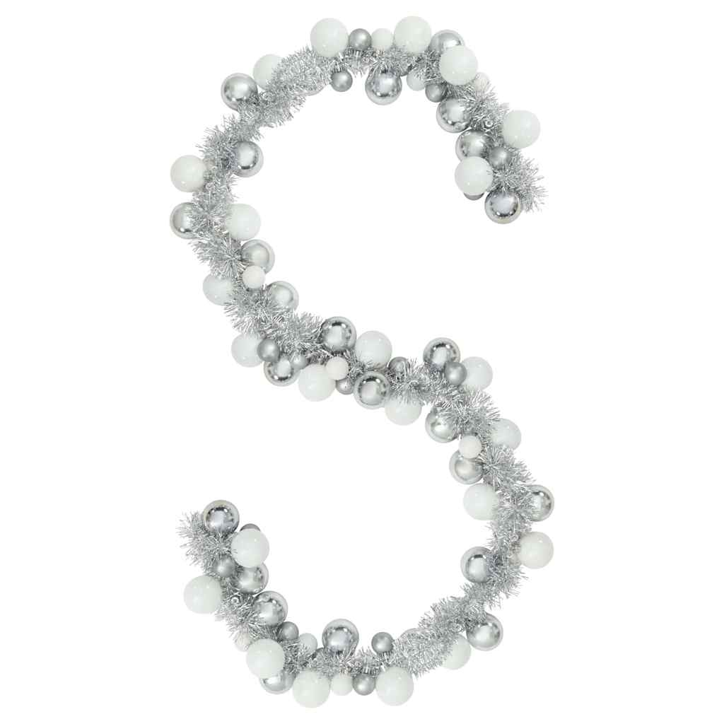 Julkulagirland LED-lampor Vit och Silver 186 cm Polystyren