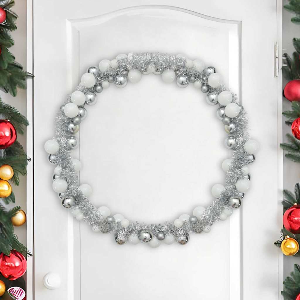 Julkulagirland LED-lampor Vit och Silver 186 cm Polystyren