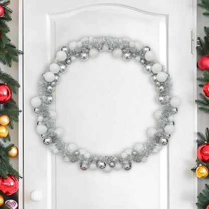 Julkulagirland LED-lampor Vit och Silver 186 cm Polystyren
