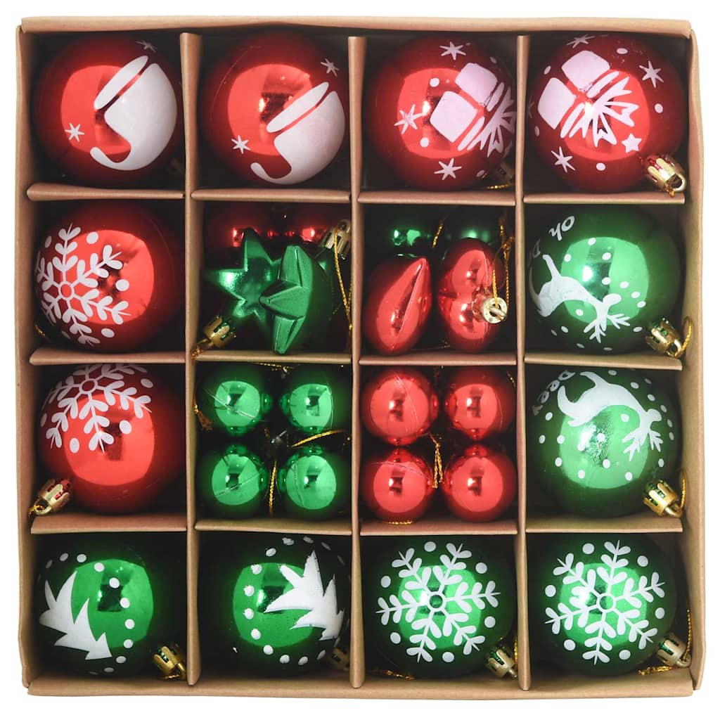 Julprydnad Set 40 st Röd och grön Ø 6 cm Plast