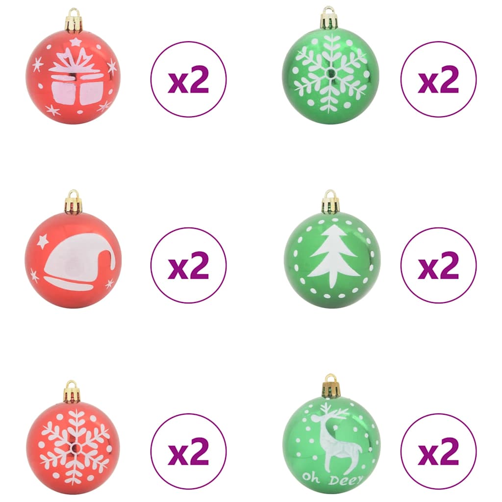 Julprydnad Set 40 st Röd och grön Ø 6 cm Plast