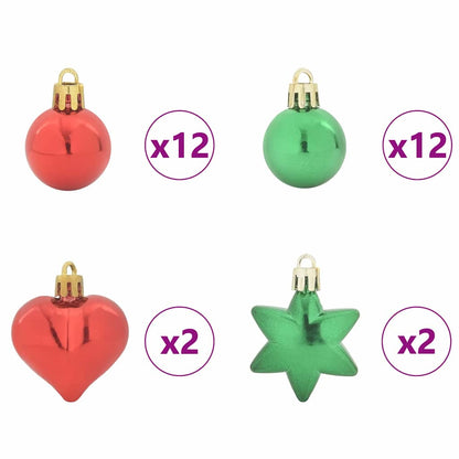 Julprydnad Set 40 st Röd och grön Ø 6 cm Plast