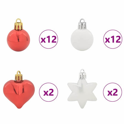 Julprydnad Set 40 st Röd och Vit Ø 6 cm Plast