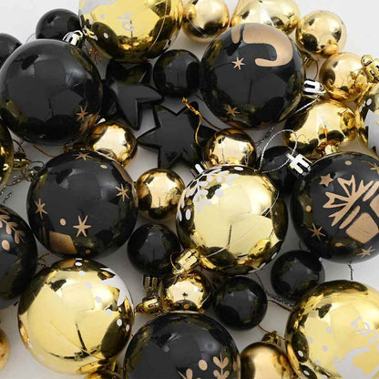 Julprydnad Set 40 st Svart och Guld Ø 6 cm Plast