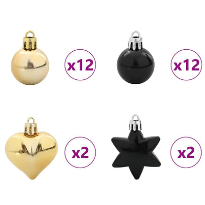 Julprydnad Set 40 st Svart och Guld Ø 6 cm Plast
