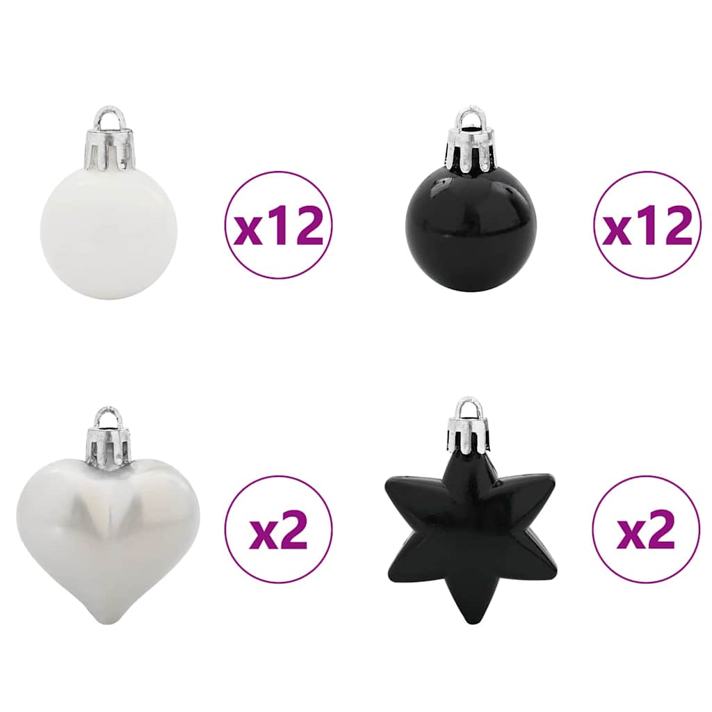Julprydnad Set 40 st Svart och Vitt Ø 6 cm Plast